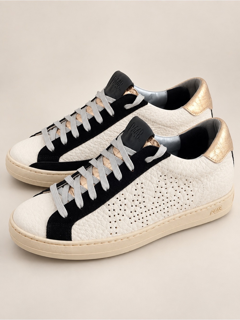 P448‎ John Delhisil Sneakers Lace Up Low Top Leather Shoes Womens EU 37 US 7